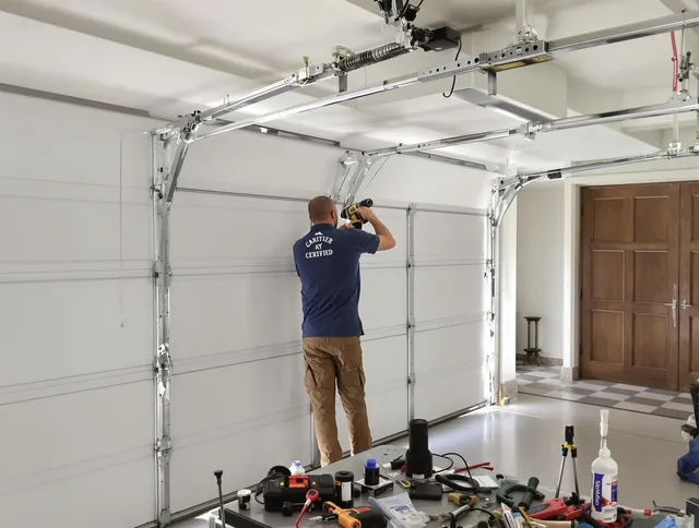 New Franklin Garage Door Repair certified technician performing precision garage door repair in New Franklin