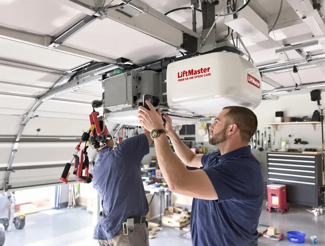 New Franklin Garage Door Repair technician performing advanced diagnostics on garage opener in New Franklin